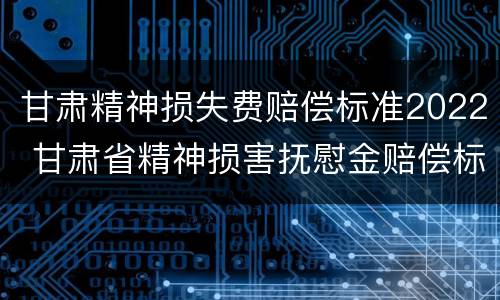 甘肃精神损失费赔偿标准2022 甘肃省精神损害抚慰金赔偿标准