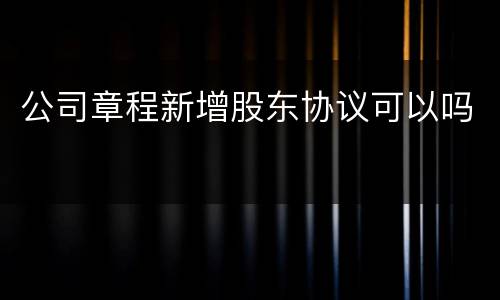 公司章程新增股东协议可以吗