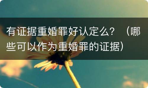 有证据重婚罪好认定么？（哪些可以作为重婚罪的证据）