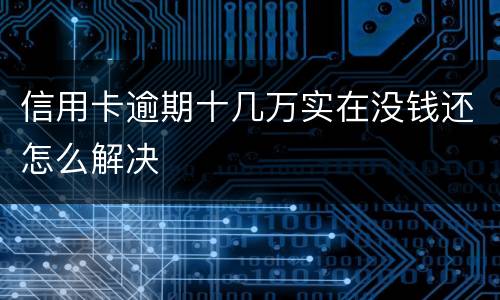 信用卡逾期十几万实在没钱还怎么解决