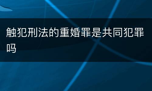 触犯刑法的重婚罪是共同犯罪吗