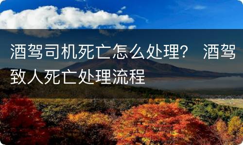 酒驾司机死亡怎么处理？ 酒驾致人死亡处理流程