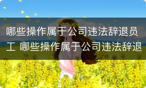 哪些操作属于公司违法辞退员工 哪些操作属于公司违法辞退员工的行为