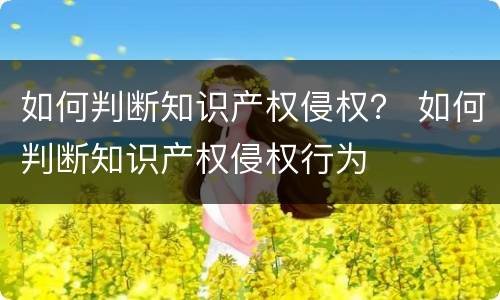 如何判断知识产权侵权？ 如何判断知识产权侵权行为