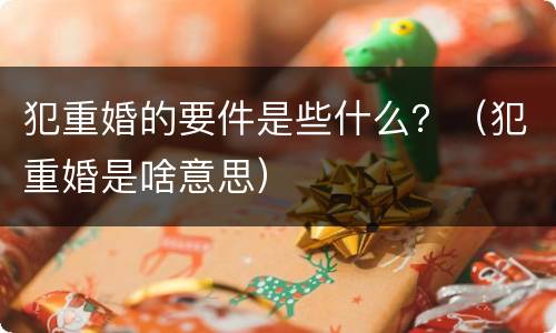 犯重婚的要件是些什么？（犯重婚是啥意思）