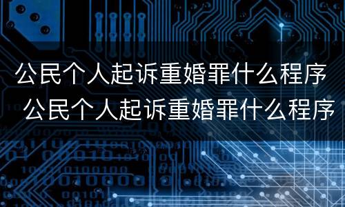 公民个人起诉重婚罪什么程序 公民个人起诉重婚罪什么程序啊