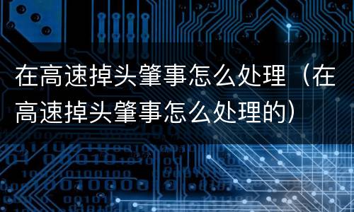 在高速掉头肇事怎么处理（在高速掉头肇事怎么处理的）