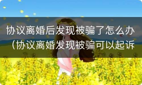 协议离婚后发现被骗了怎么办（协议离婚发现被骗可以起诉吗?）