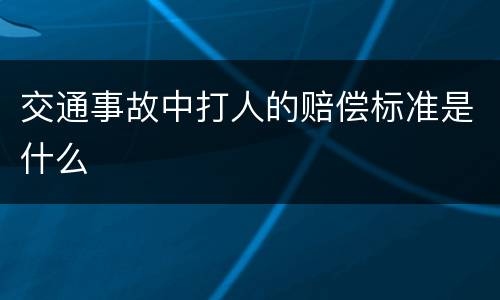 交通事故中打人的赔偿标准是什么