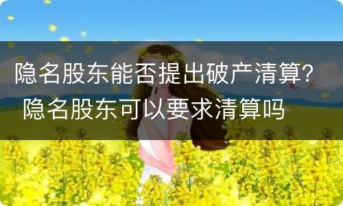 隐名股东能否提出破产清算？ 隐名股东可以要求清算吗