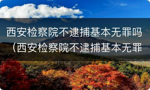 西安检察院不逮捕基本无罪吗（西安检察院不逮捕基本无罪吗知乎）