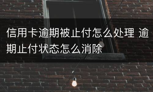 信用卡逾期被止付怎么处理 逾期止付状态怎么消除