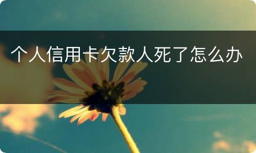 个人信用卡欠款人死了怎么办