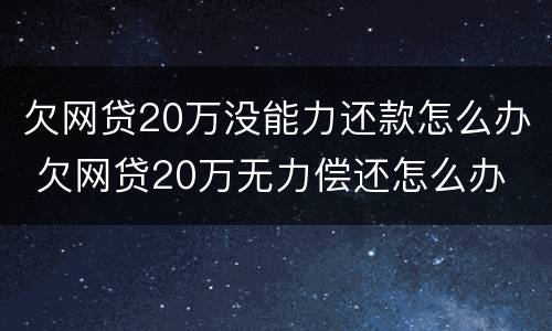 欠网贷20万没能力还款怎么办 欠网贷20万无力偿还怎么办