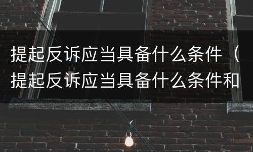 提起反诉应当具备什么条件（提起反诉应当具备什么条件和程序）