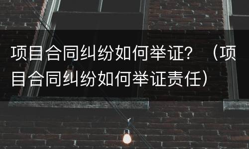 项目合同纠纷如何举证？（项目合同纠纷如何举证责任）