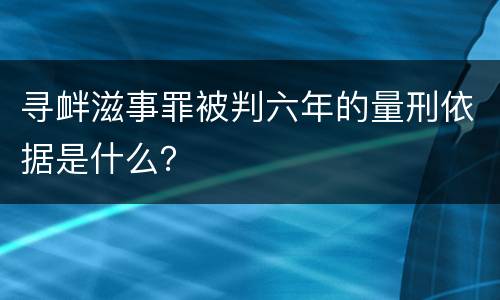 寻衅滋事罪被判六年的量刑依据是什么？