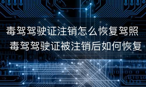毒驾驾驶证注销怎么恢复驾照 毒驾驾驶证被注销后如何恢复