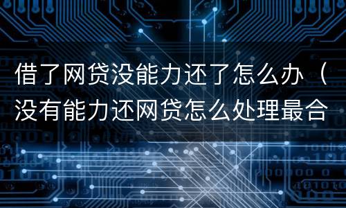 借了网贷没能力还了怎么办（没有能力还网贷怎么处理最合适）