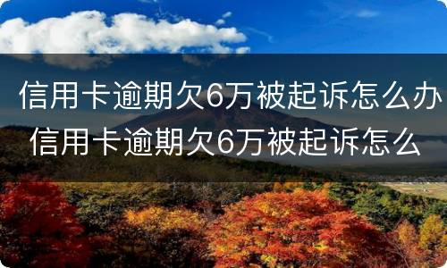 信用卡逾期欠6万被起诉怎么办 信用卡逾期欠6万被起诉怎么办呢