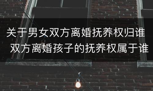 关于男女双方离婚抚养权归谁 双方离婚孩子的抚养权属于谁