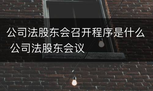 公司法股东会召开程序是什么 公司法股东会议