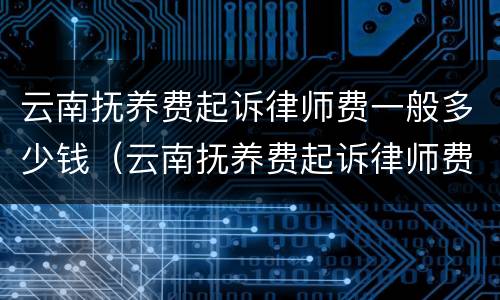 云南抚养费起诉律师费一般多少钱（云南抚养费起诉律师费一般多少钱一次）