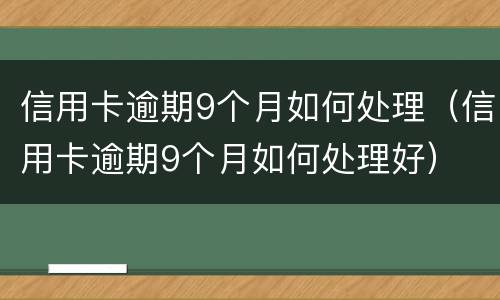 信用卡逾期9个月如何处理（信用卡逾期9个月如何处理好）