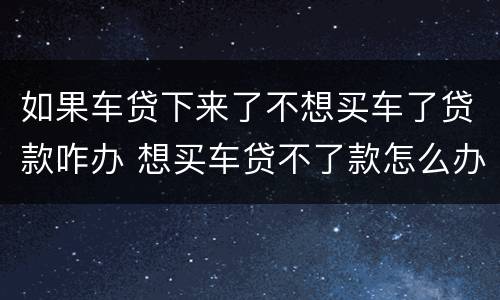 如果车贷下来了不想买车了贷款咋办 想买车贷不了款怎么办