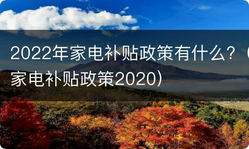 2022年家电补贴政策有什么?（家电补贴政策2020）