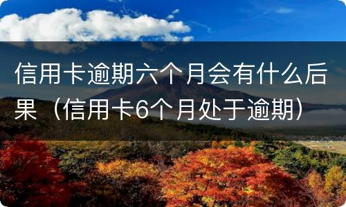 信用卡逾期六个月会有什么后果（信用卡6个月处于逾期）