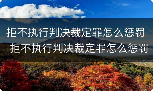 拒不执行判决裁定罪怎么惩罚 拒不执行判决裁定罪怎么惩罚对方