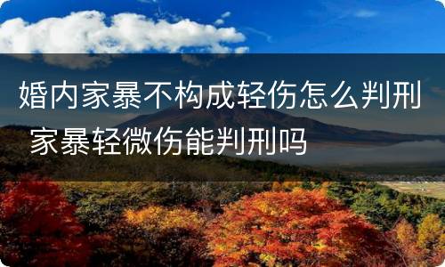 婚内家暴不构成轻伤怎么判刑 家暴轻微伤能判刑吗