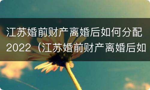 江苏婚前财产离婚后如何分配2022（江苏婚前财产离婚后如何分配2022年）