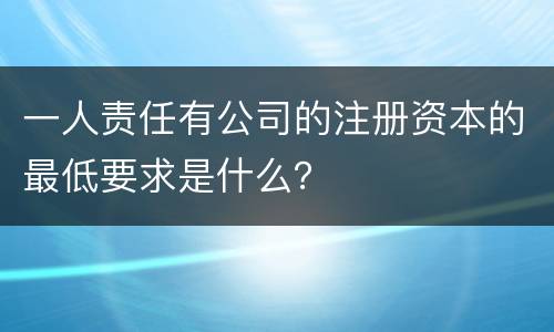 一人责任有公司的注册资本的最低要求是什么？