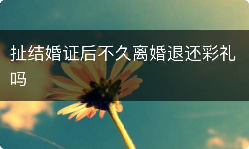 扯结婚证后不久离婚退还彩礼吗