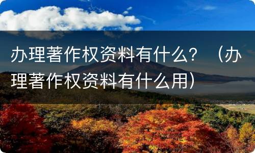 办理著作权资料有什么？（办理著作权资料有什么用）