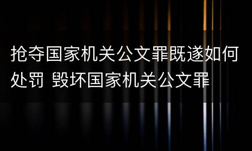 抢夺国家机关公文罪既遂如何处罚 毁坏国家机关公文罪