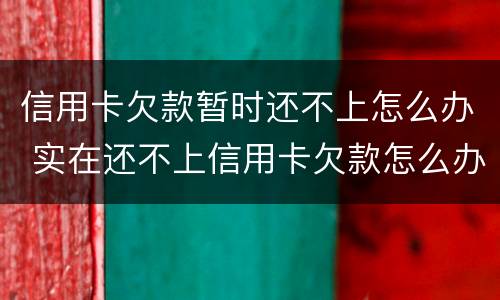 信用卡欠款暂时还不上怎么办 实在还不上信用卡欠款怎么办