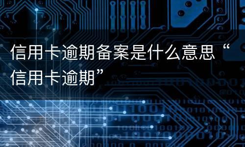 信用卡逾期备案是什么意思 “信用卡逾期”