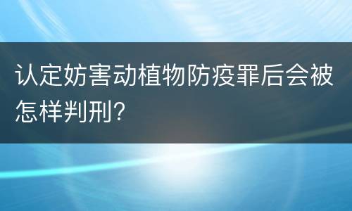 认定妨害动植物防疫罪后会被怎样判刑?