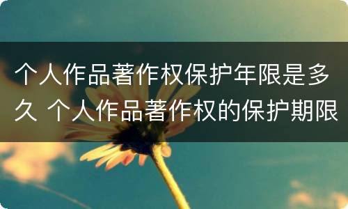 个人作品著作权保护年限是多久 个人作品著作权的保护期限