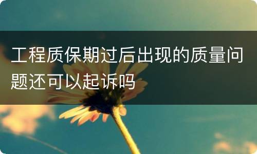工程质保期过后出现的质量问题还可以起诉吗