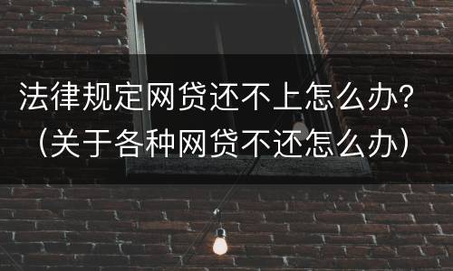 法律规定网贷还不上怎么办？（关于各种网贷不还怎么办）