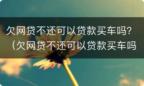欠网贷不还可以贷款买车吗？（欠网贷不还可以贷款买车吗知乎）