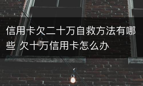 信用卡欠二十万自救方法有哪些 欠十万信用卡怎么办