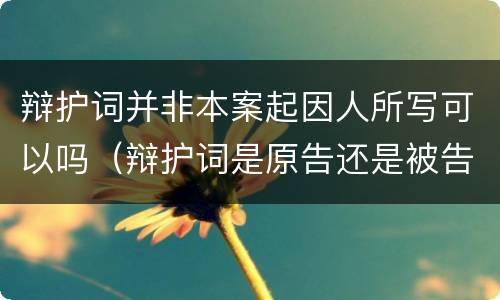 辩护词并非本案起因人所写可以吗（辩护词是原告还是被告）