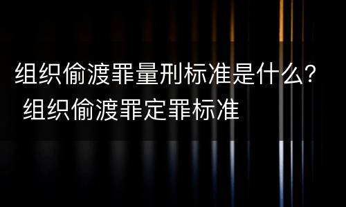 组织偷渡罪量刑标准是什么？ 组织偷渡罪定罪标准