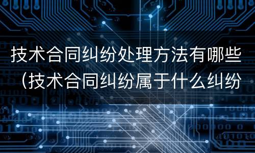 技术合同纠纷处理方法有哪些（技术合同纠纷属于什么纠纷）