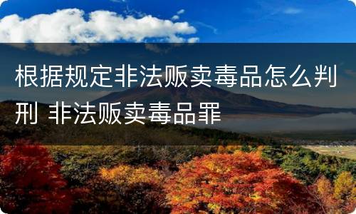 根据规定非法贩卖毒品怎么判刑 非法贩卖毒品罪